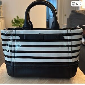 kate spade Black and White Striped Small Tote